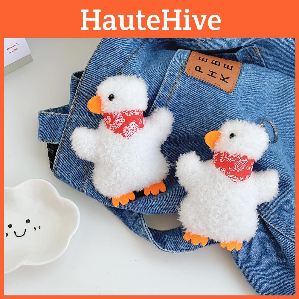 Adorable Duck Plush Toy With Scarf Creative Small-size Stuffed Animal For Bags And Keys