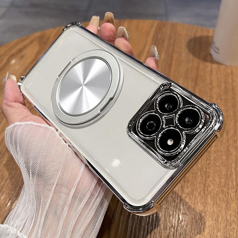 Pro Honor X6C X7C Pouzdro Módní Průhledné Galvanické 360° Otočný Stojánek TPU Kryt proti pádu Pro Honor X 6 7 C Funda