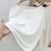Women's Summer Simplicity Thin Style Ice Silk T-Shirts Short Sleeve O-Neck Solid Casual Loose Knitted Tops