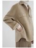 Men's Khaki Korean-Style Wool Coat: Autumn/Winter Loose Fit, Double-Sided Pocket Jacket