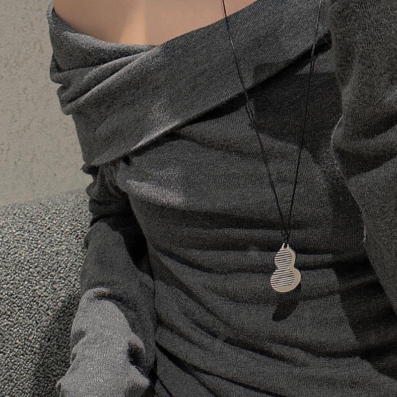 S925 Sterling Silver Niche Design Sense Retro Gourd Comb Necklace Korean Style Simple Blogger Sweater Chain