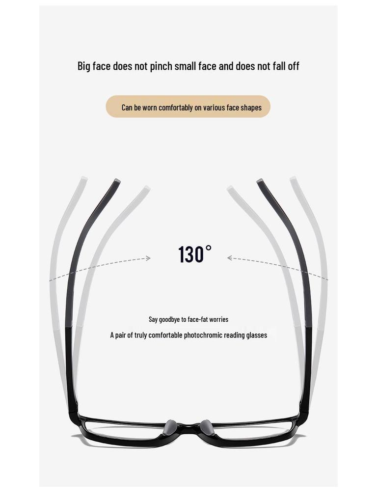 Color-Changing Anti-Slip Sports Reading Glasses with Single Vision Flat Lens, Fashionable Square Frames, TikTok Style.
