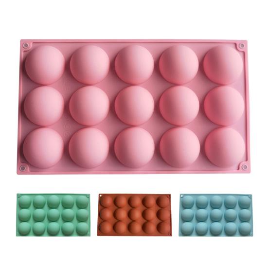Silicone Chocolate Mold 15 Cavity Round Shape Baking Mold Non-Stick Freezer Mold Oven