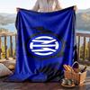Warm Flannel Blanket Inter Milan Pattern, Lightweight Comfortable Throw Blanket for Bed Sofa Use