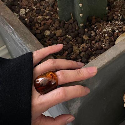 Amber Gradient Retro Ring for Women - Unique, Cold Style Index Finger Accessory