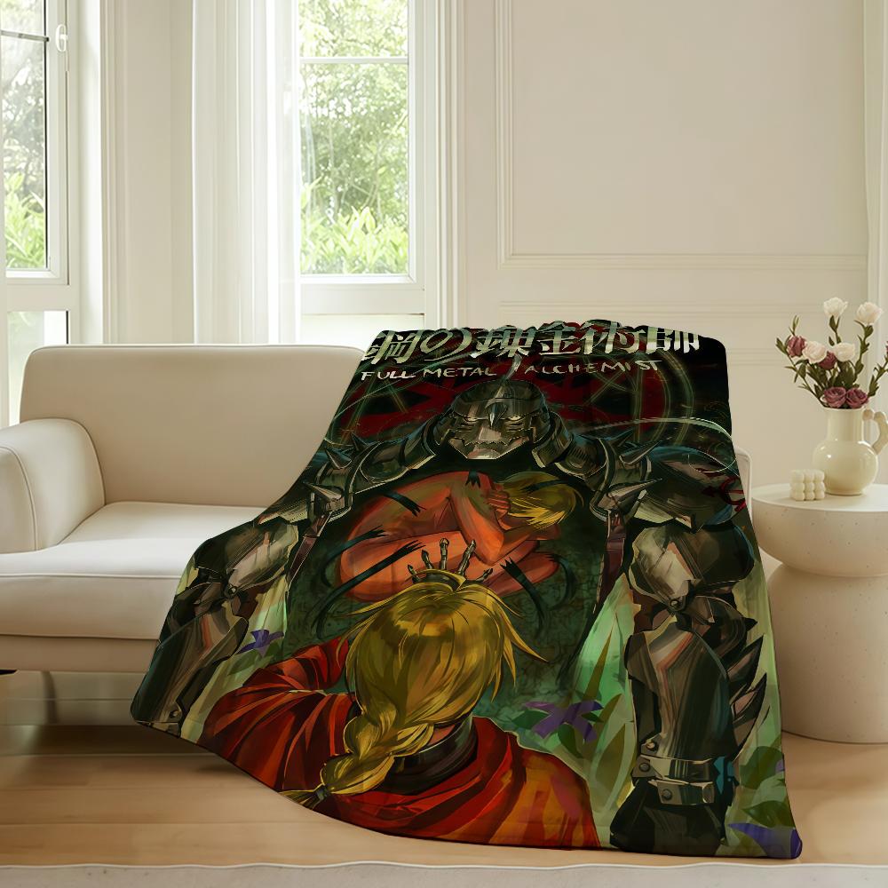 

Adventure anime Fullmetal Alchemist Blanket For Sofa Office Bed Plane Travel Sleep Read Relax Camping Soft And Warm 30x40in