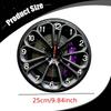 2D Car Wheel Hub Wall Clock Decor No Ticking Round for Cafe Bar Office Automotive Shop Living