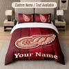 Custom Bedding Set Detroit Red Wings Pattern, Print Name Text 1 Duvet Cover Plus 2 Pillowcases Home Textile