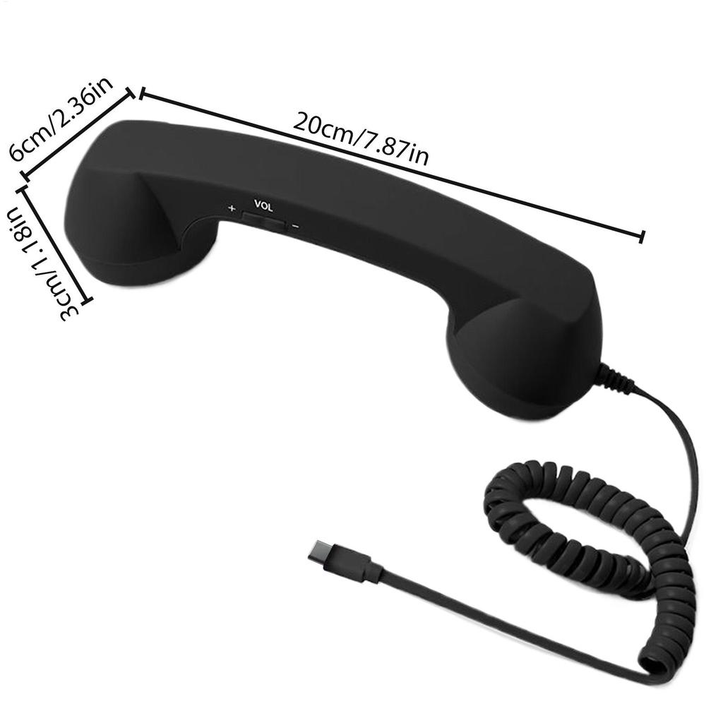 Retro Handset for Cell Phones Type-C Retro Classic Home Supplies with Microphone Old Telephone Receiver for Offices Travel