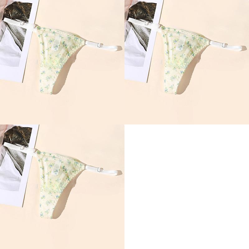 CINOON 3Pcs/Lot Women's Sexy Thin Thong Printed Thin Strap Mesh T-back Seamless Breathable Snug Fit Underwear