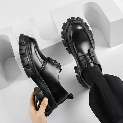 Männliche Lederschuhe Männer 2024 Neue klobige Plattform Retro Arbeitsschuhe Frühling Herbst Derby Schuhe Highstreet Low Top Mann Casual Flats