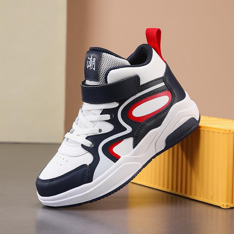 Boys Leather Sneaker Children Shoes 4 To 12 Years PU Autumn Kids Footwear Sports Tennis Casual High Top Sneaker for Boy