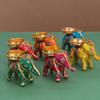 Handcrafted Recycled Material Elephant Tealight Candle Holder Home Decoration Item for Diwali (Multicolor, 8 X 5 X 10 Cm) - Pack of 6, Ironc