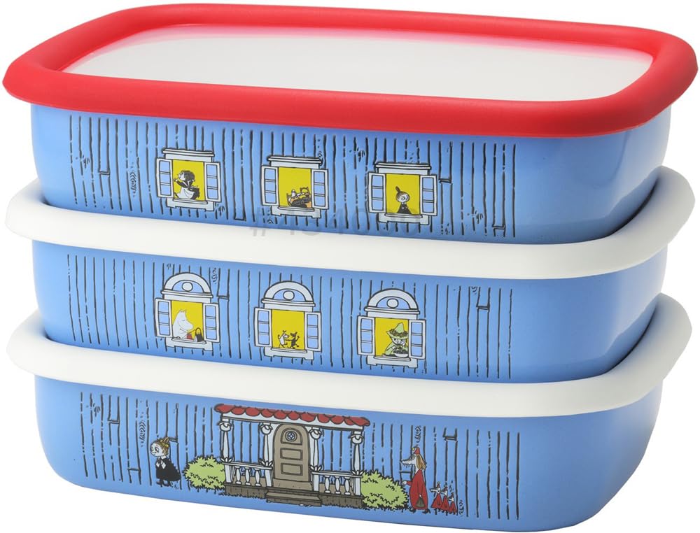 Fuji Enamel Moomin House Shallow Square Container, Medium, MOH-3M