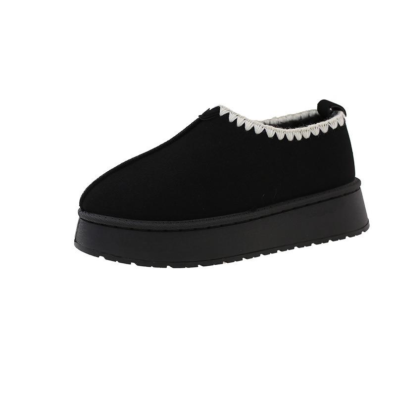 

Зимние женские ботинки для снега, новинка, большой размер, бархатные, на толстой подошве, повседневные, для верхней одежды, средней высоты, хлопковые туфли-буханки для женщин 40 чёрный