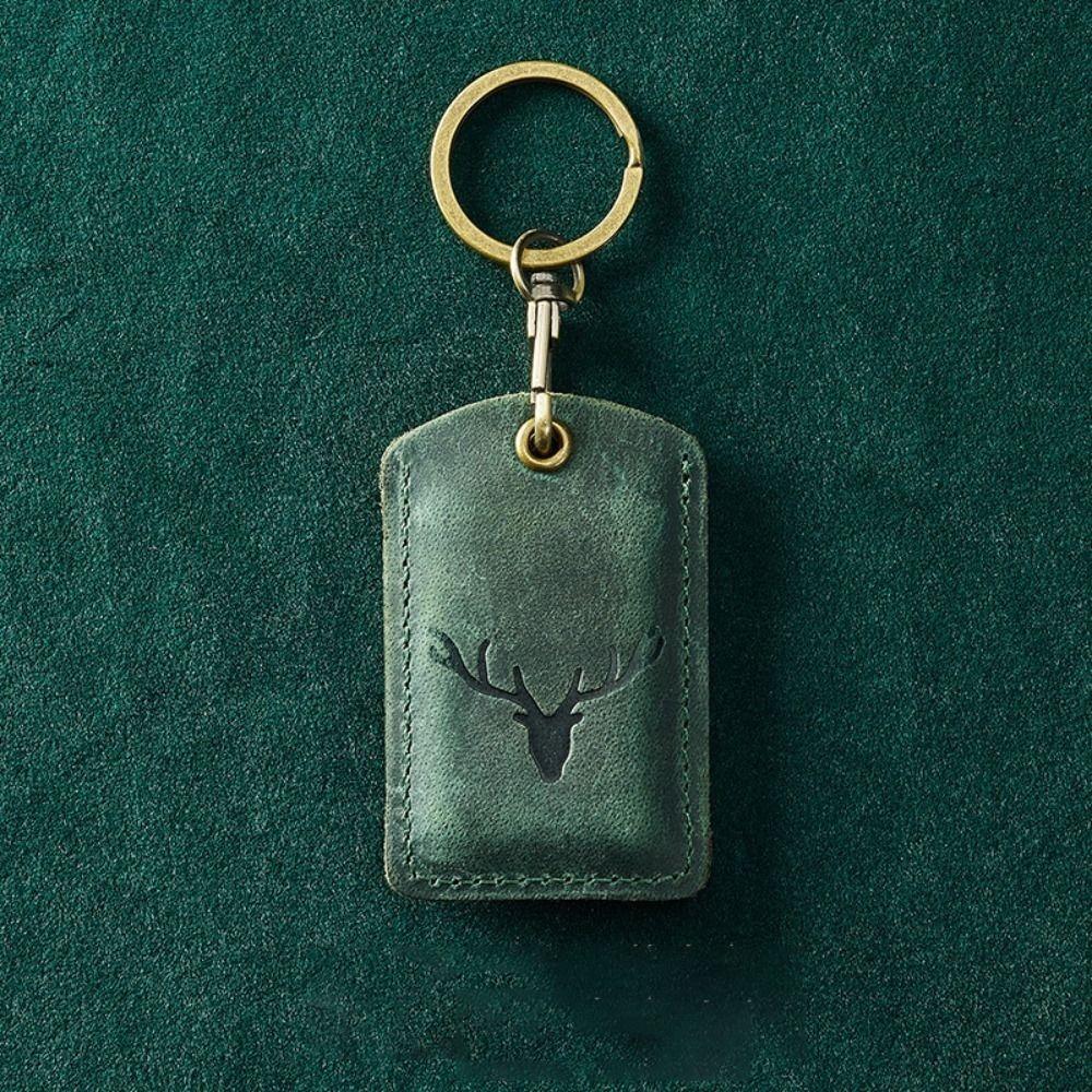 High Quality Leather Access Card Case Fingerprint-proof Anti-fall Key Tag Ring Anti-lost Accessories Access Tags Cover Universal