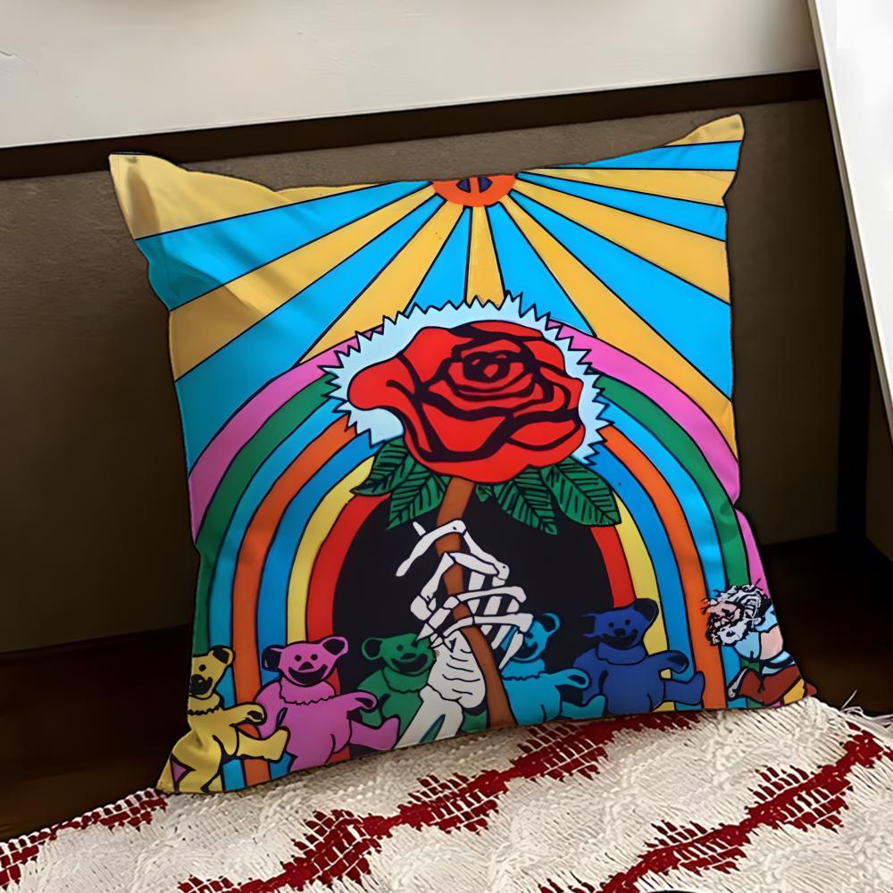 Band GGrateful DDead Cushion Cover Reversible Soft Durable Pillow Cover Home Car MultiScene Use for Daily Comfort