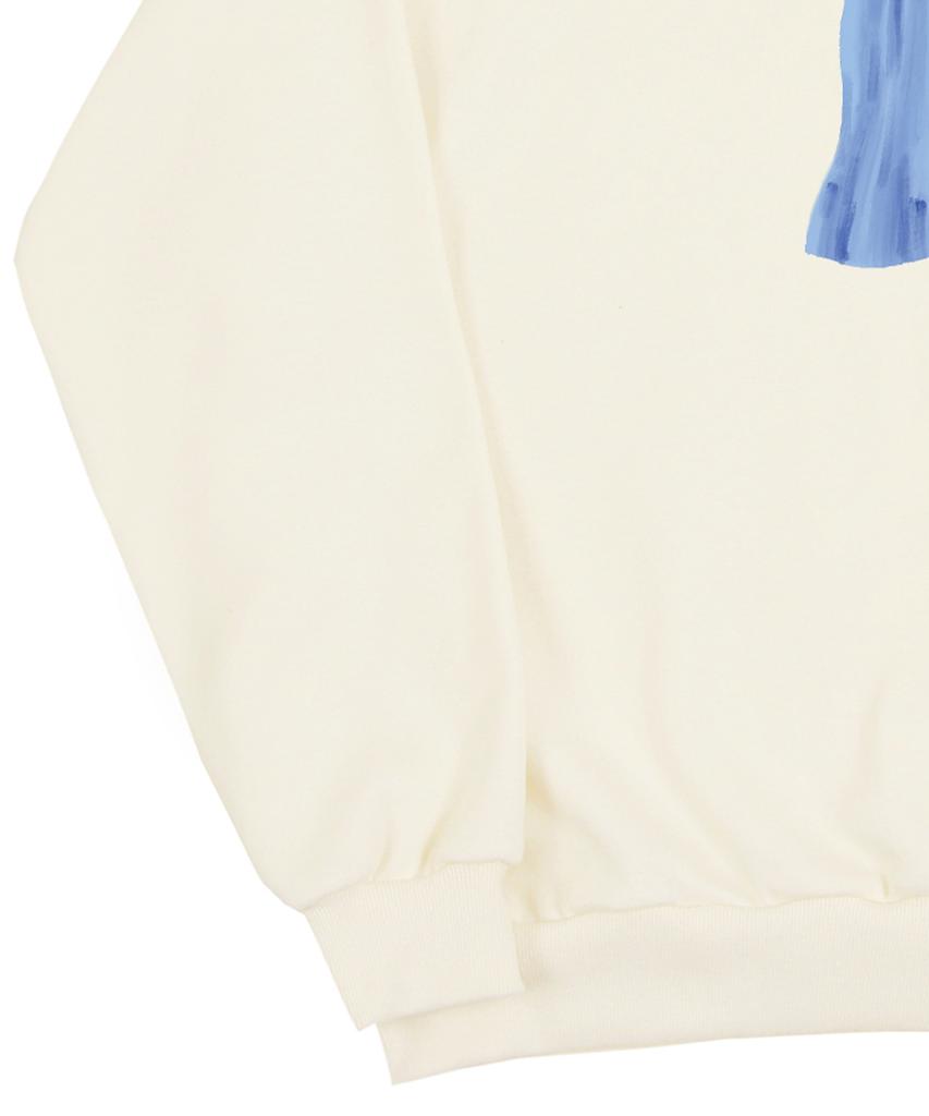 GRAVER [Unisex] Ghost Center Sweatshirt_Cream/Blue Logo