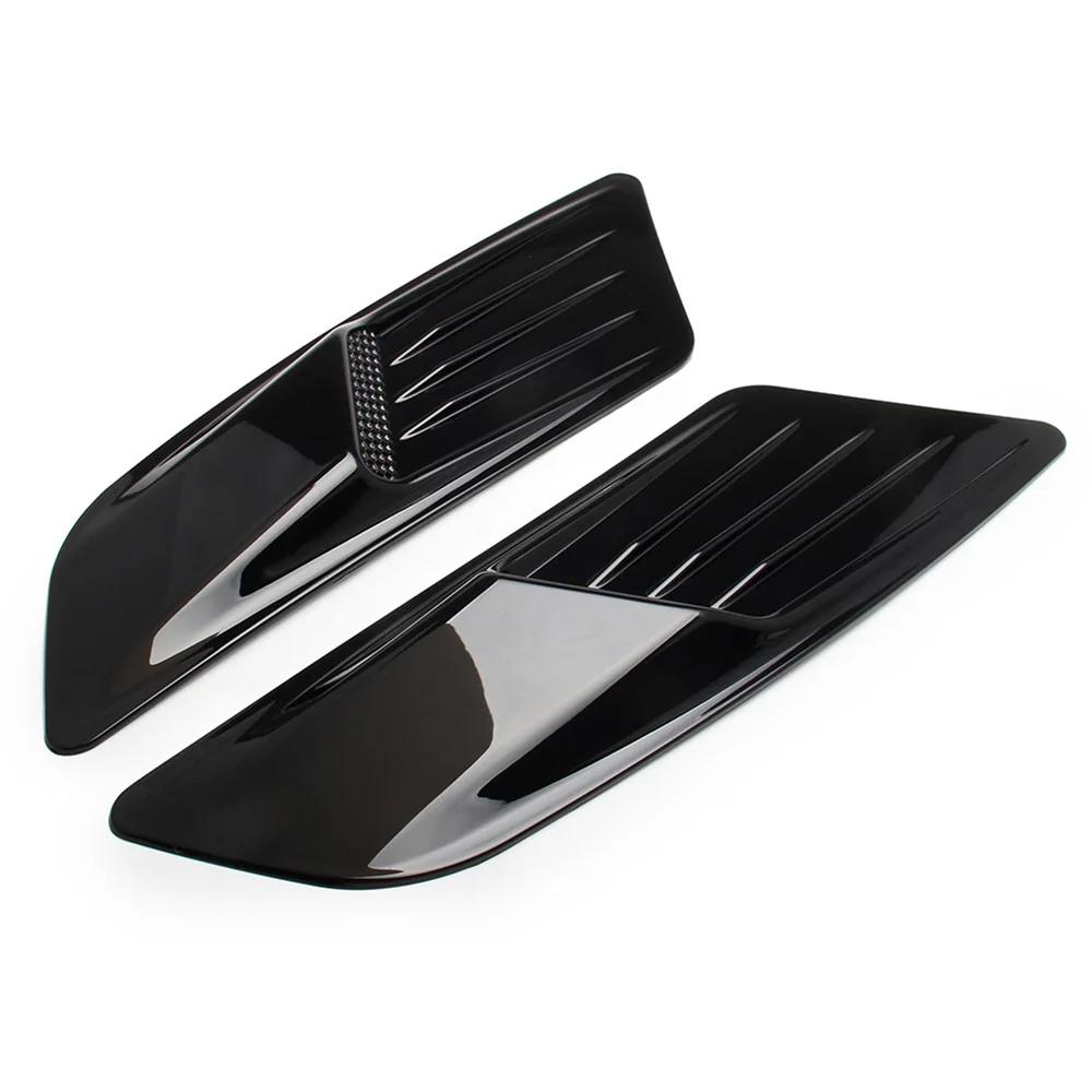 

2Pcs Car Hood Vents Glossy Black/Carbon Fiber Front Engine Hood Air Flow Intake Scoop for Ford Mustang 2015-2017 Car Accessories чёрный