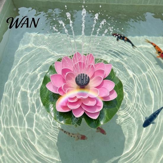 Solar Pond Fountain Lotus Floating Bird Bath Powered Garden with Interchangeable Nozzles for Patio Yard Decor