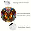 1 Piece Of Exquisite Glass Enamel Butterfly Digital Print Shower Curtain, Machine Washable, Bright Butterfly And Floral Pattern