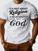 T Shirt for Man 100 Cotton Summer Religion God Print Casual Slim Fit Round Neck Short Sleeved Tshirt Top