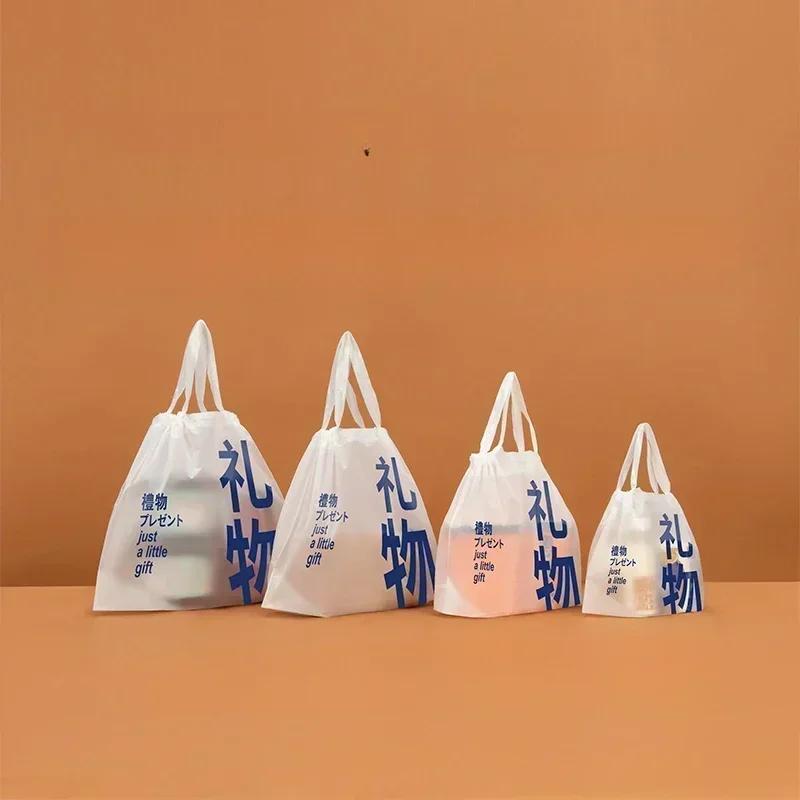 50piece Catering Plastic Tote Bags With Drawstring Pull Catering Takeaway Packaging Bags Lunch Fruit Packaging Plastic Bags