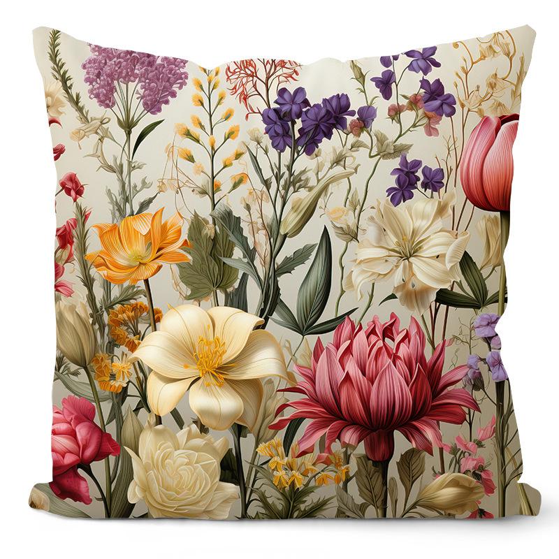 

Ретро Цветочная Наволочка Дом Гостиная Диванная Подушка Балкон Автомобильная Подушка Декорация 45 * 45Cm without pillow core