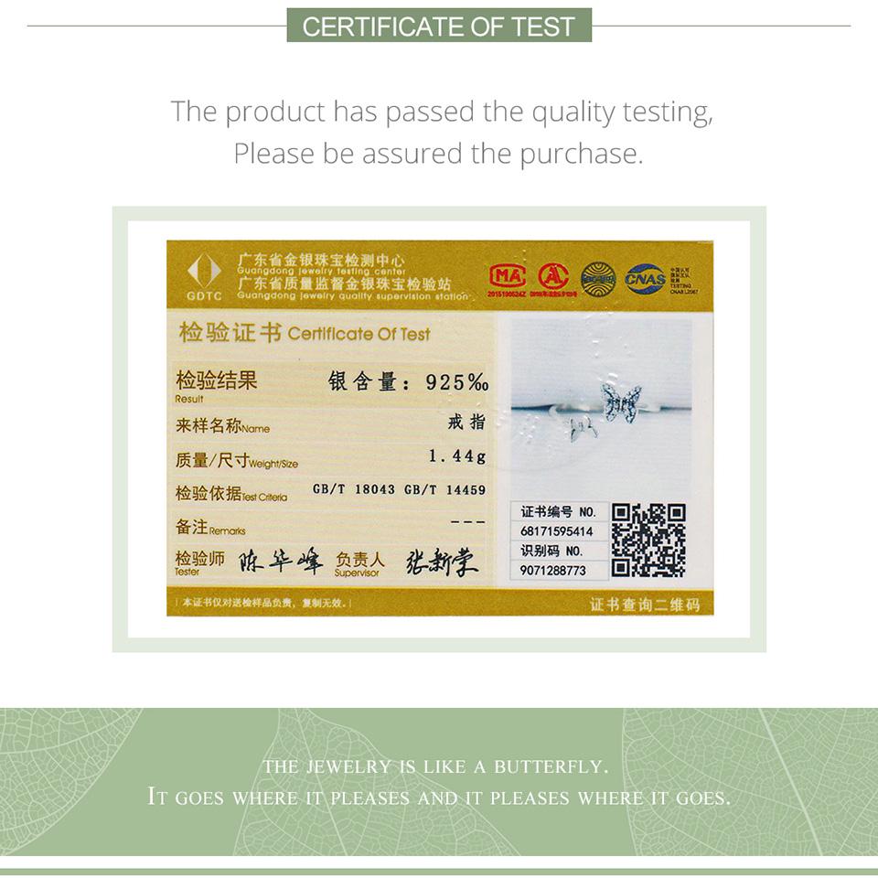 BAMOER 100% stříbro a zirkonový prsten 925 Nový prsten s motýlími vílami pro ženy Šperky ze stříbra