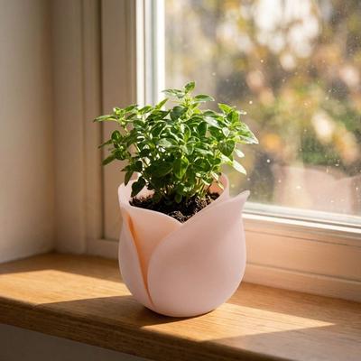 Plastic Mini Rose Shape Pots Cute 3D Printed Plant Pot Green Onion Pots  Indoor Plants
