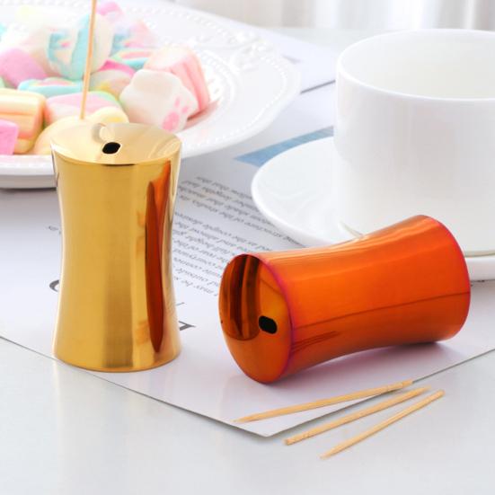 Toothpick Holder Large Capacity Dustproof Moistureproof Stainless Steel Mini Dining Table Toothpick Dispenser Container Kitchen Gadget