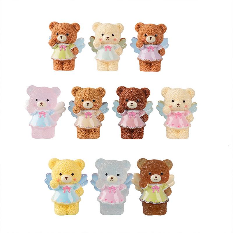 Miniature Landscape Angel Teddy Bear Creative Cute Figurine Car Decorative Gift Table Decoration Item