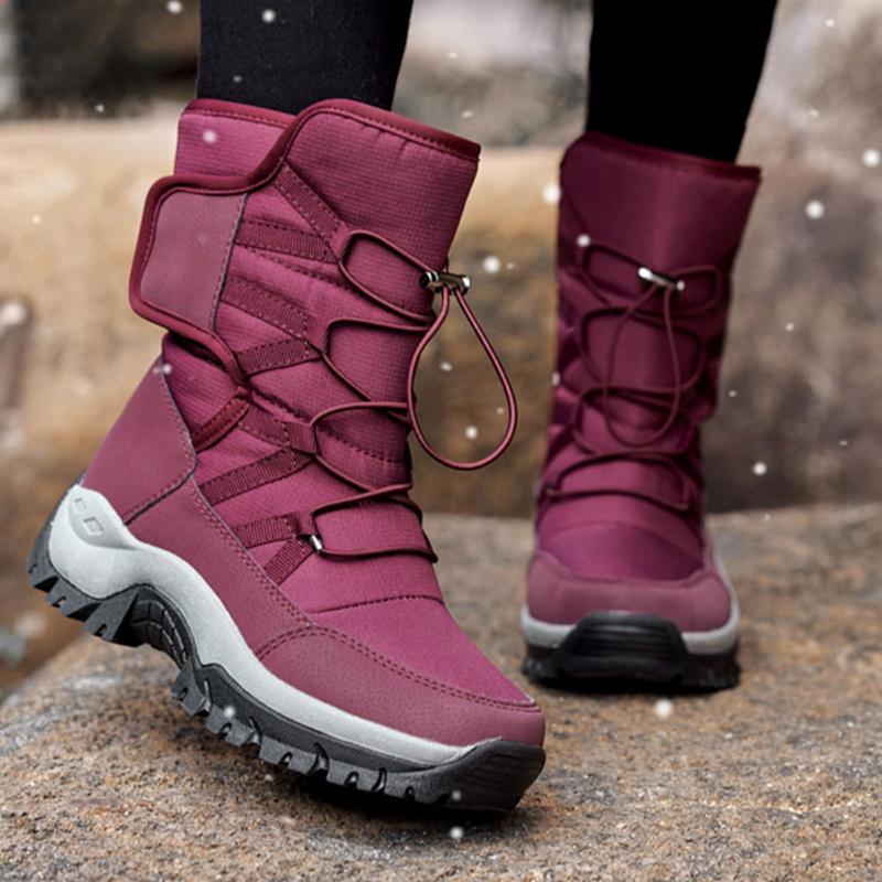36-42 Stivali da Neve Invernali da Donna Scarpe di Cotone Scarpe Calde Ispessite Stivali di Cotone Antifreddo Scarpe da Trekking Bianche