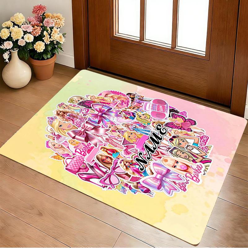 Custom Name Princess Unicorn Living Room Non-Slip Area Rug Soft Carpet for Bedroom Kids Playroom Sofa Office Home Decor Doormat