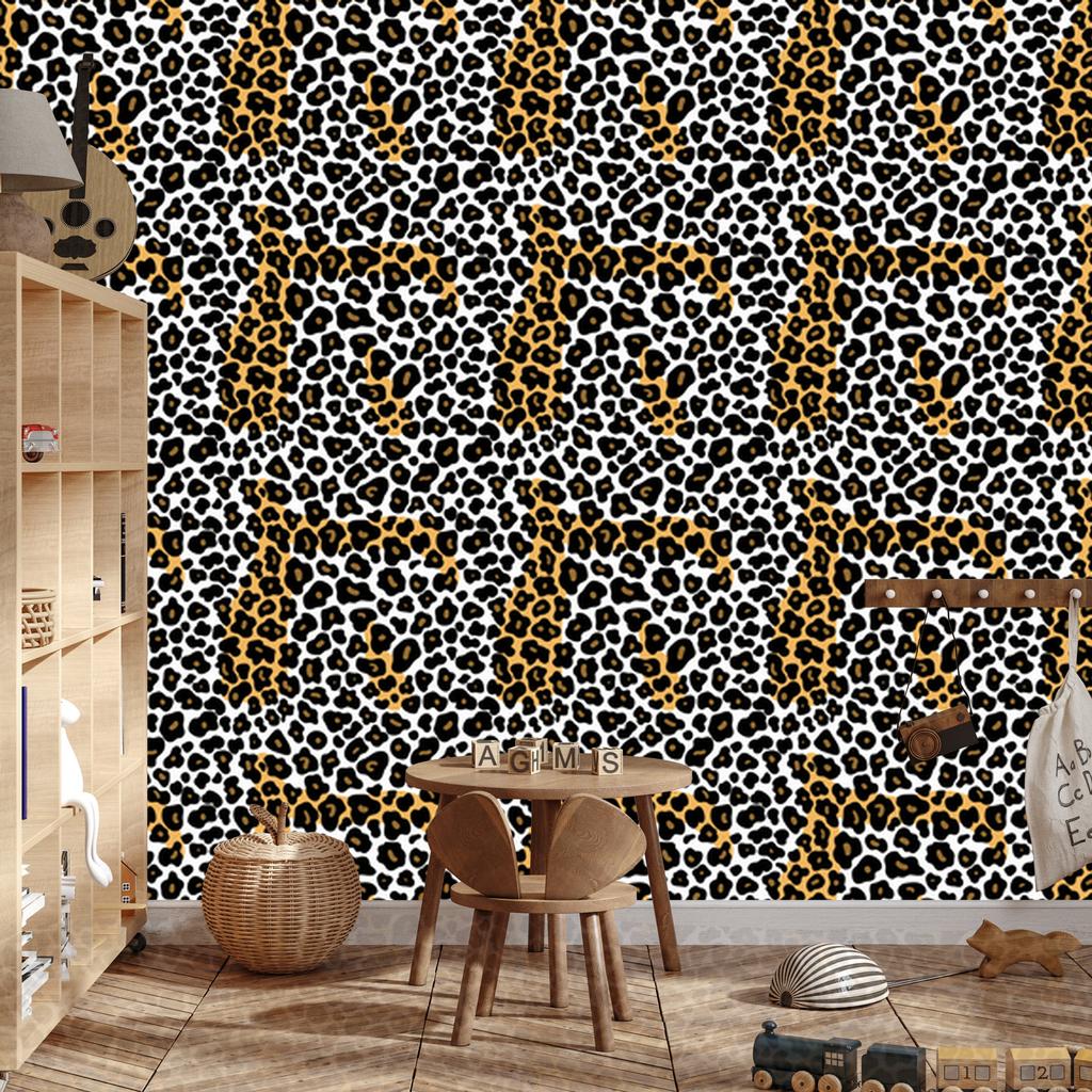 Animal Skin Wallpaper Gray and Ochre for Living Room and Bedroom 50x1000