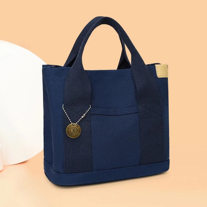

Monochromatic Canvas Top Handle Square Bags For Women High Quality Casual Interiors With Zipper Pocket Hasp Premium