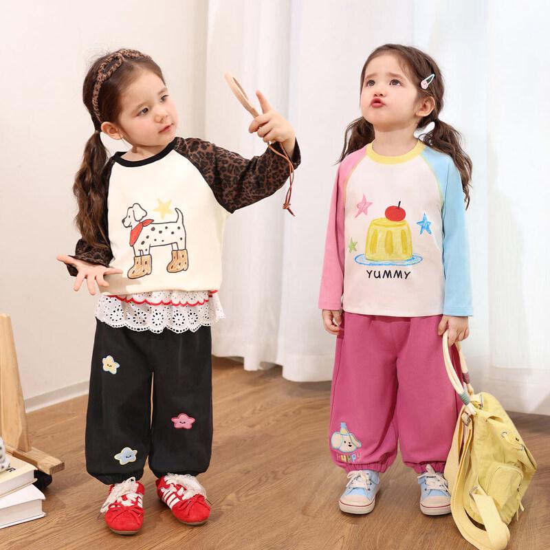 LUSON Baby Girl's Cartoon Raglan Long-Sleeve T-Shirt
