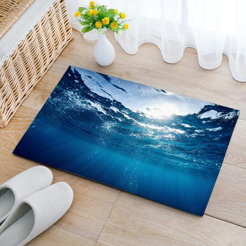 

3D Sea Ripple Beach Series Напольный коврик для ванной комнаты, нескользящий коврик для входа на кухню, декоративный коврик для ног, семейный коврик для двери из диатомовой грязи 50x80cm 20x32inch