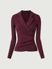 Autumn/Winter Lapel Pleated Long Sleeve Slimming Base Layer Pullover