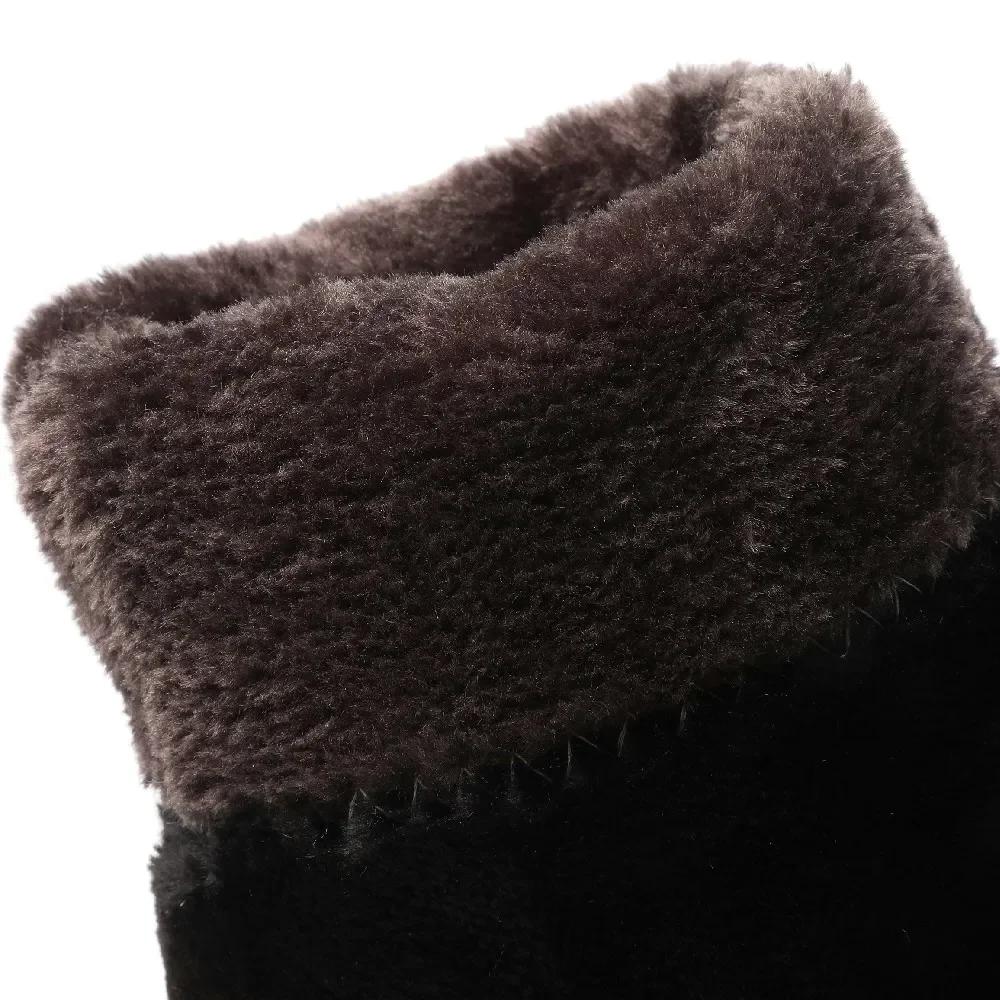 White Warm Fur Waterproof Women Knee High Snow Boots Black Down Vacation Party Lady Back Lace-up Wedge Platform Heels Long Boots
