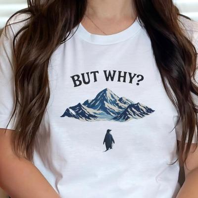Funny Penguin T-Shirt, Mountain Graphic Tee, Animal Lover Gift