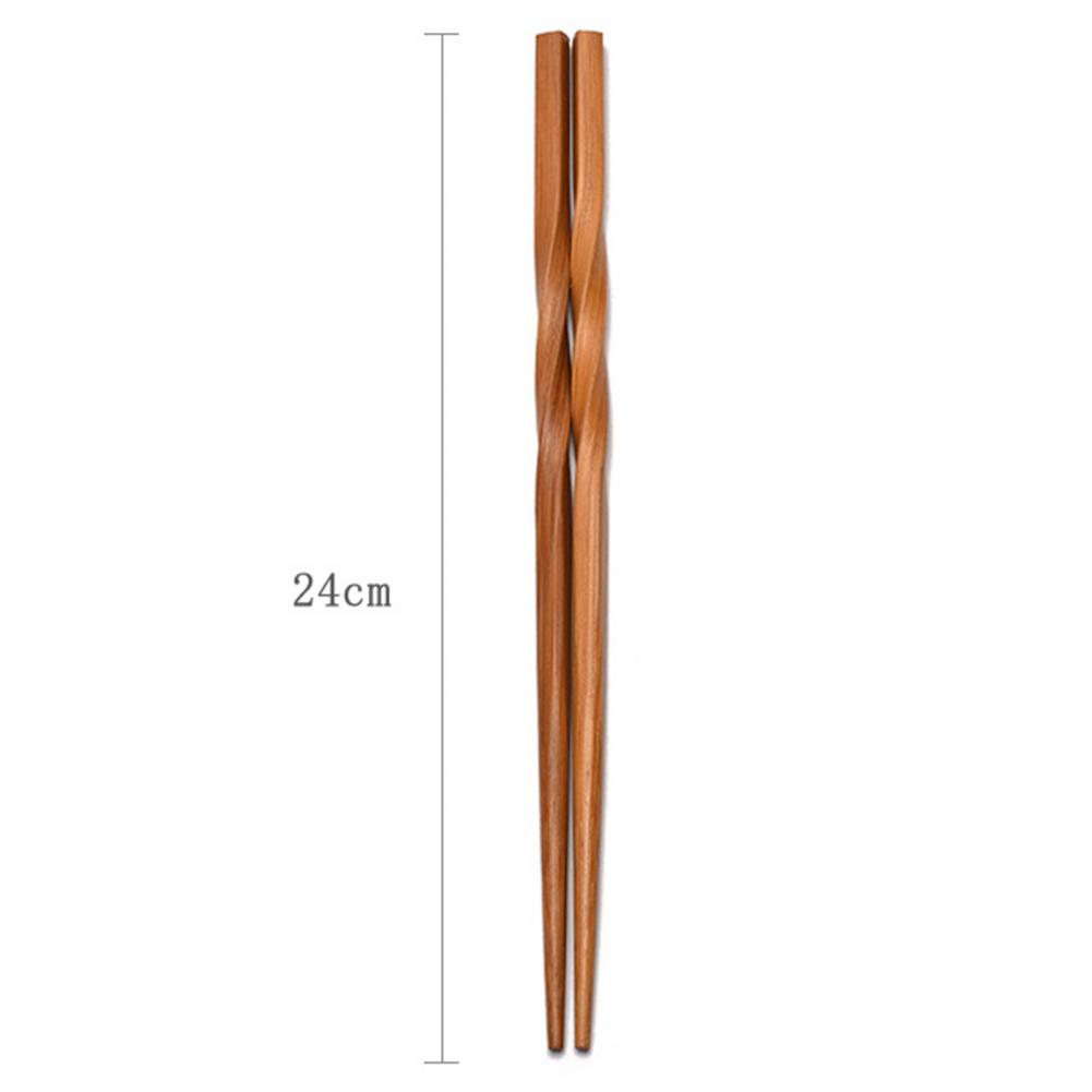 Karbonisierte, gedrehte Essstäbchen aus Bambusholz im chinesischen Stil, wiederverwendbar, rutschfest, auch als Sushi-Essstäbchen geeignet