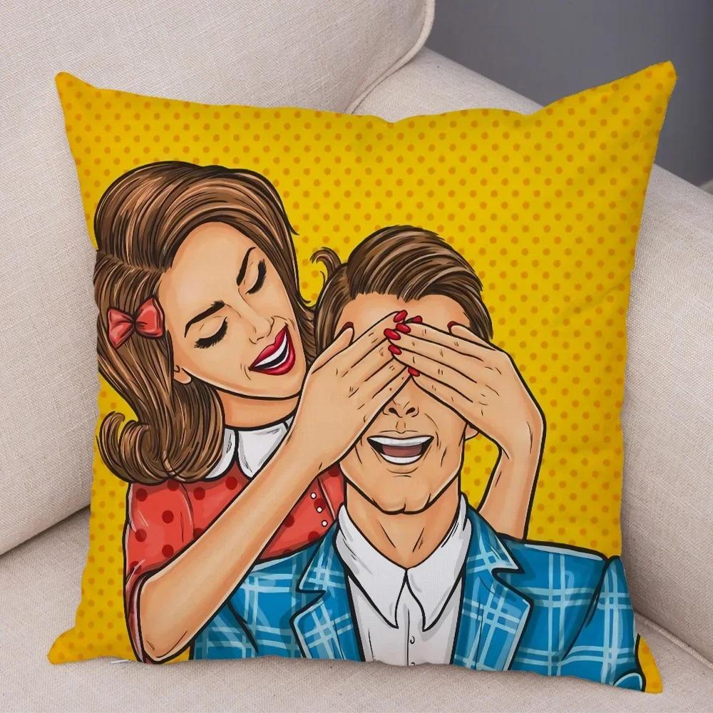 Home Decor Pop Art Style Women With Money Pillow Pattern Cushion Cover Suitable For Sofa Bedroom Car Pillow Cover