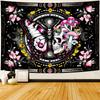 Skeleton Butterfly Tapestry Pink Goth Skull Hippie Mushroom Plants Floral Boho Tapestry Fantasy Abstract Moon Phase Flower