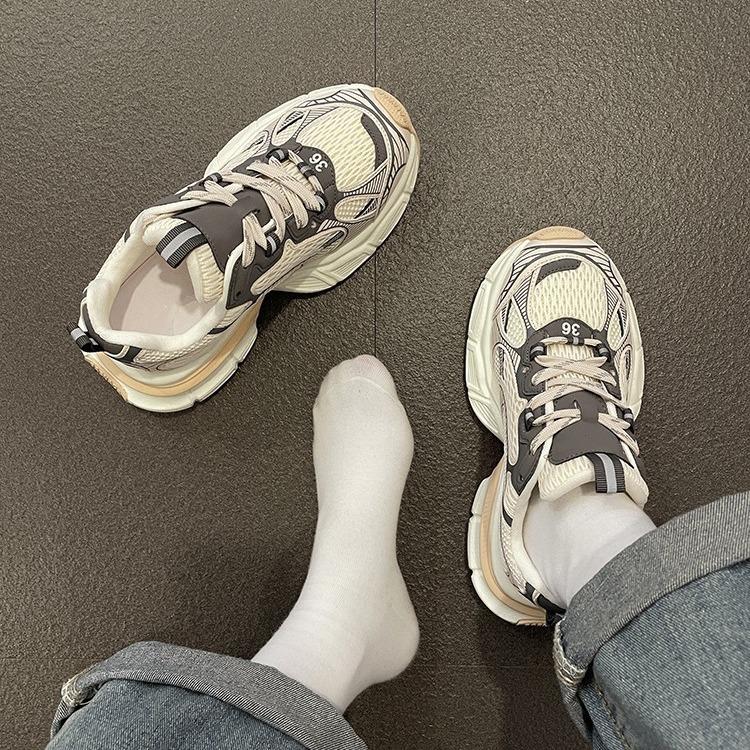 Dad Shoes Girl 2025 New Summer Women's Shoes Versatile Thick-soled Popular Mesh Shoes Mesh Breathable Casual Sneakers