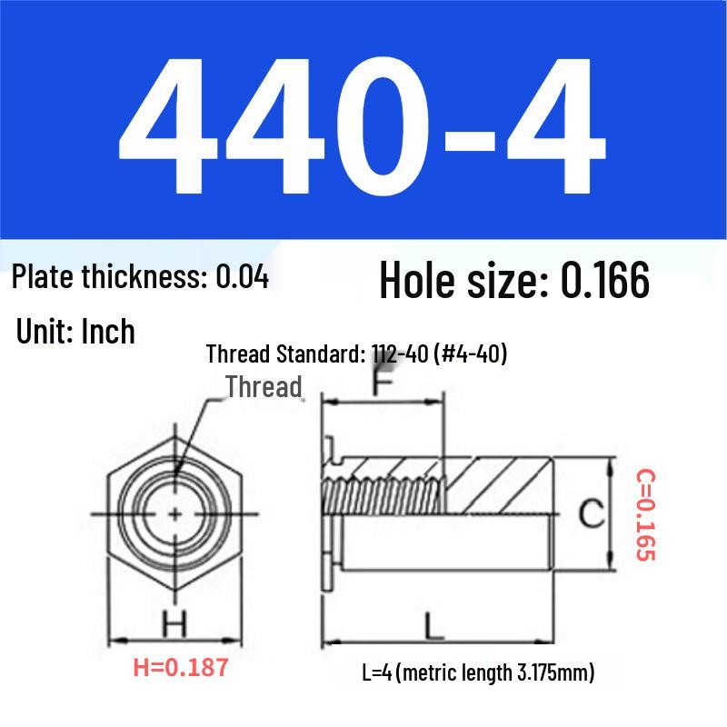 

Galvanized Carbon Steel Inch Through-Hole Rivet Nut Stud SO-440/6440