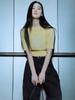 Bb' BENETTON Big Bibi Crop Half Knit Pullover (Yellow)