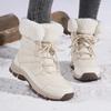 Women Winter Snow Boots Plush Lace Up Mid Calf Boots Thick Sole Warm Cotton Shoes Outdoor Hiking Sneakers Non Slip