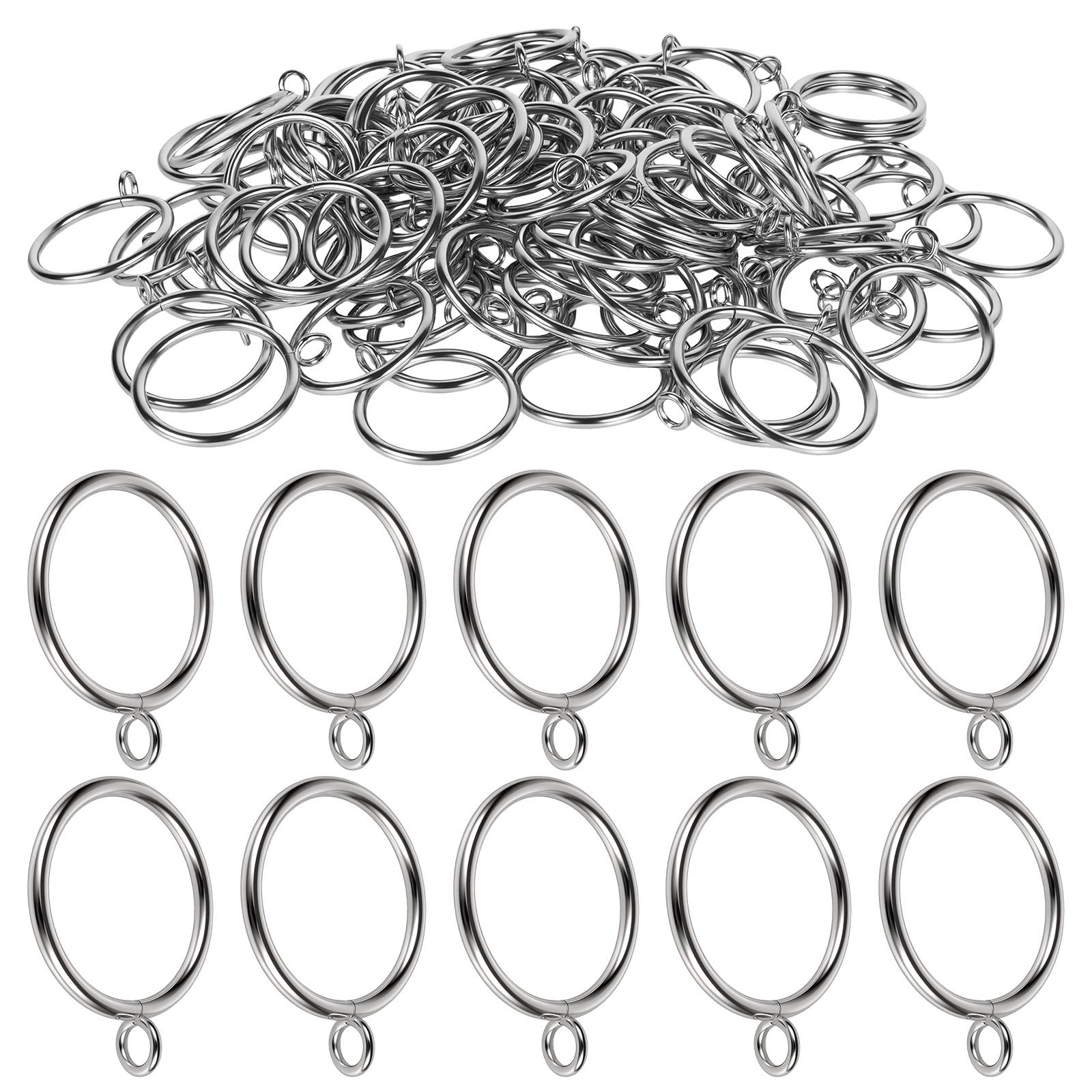 

100Pcs Curtain Rings 1.5 Inch/1.8 Inch Metal Drapery Curtain Ring Heavy Duty Drape Ring with Eyelets for Bathroom Shower Curtain