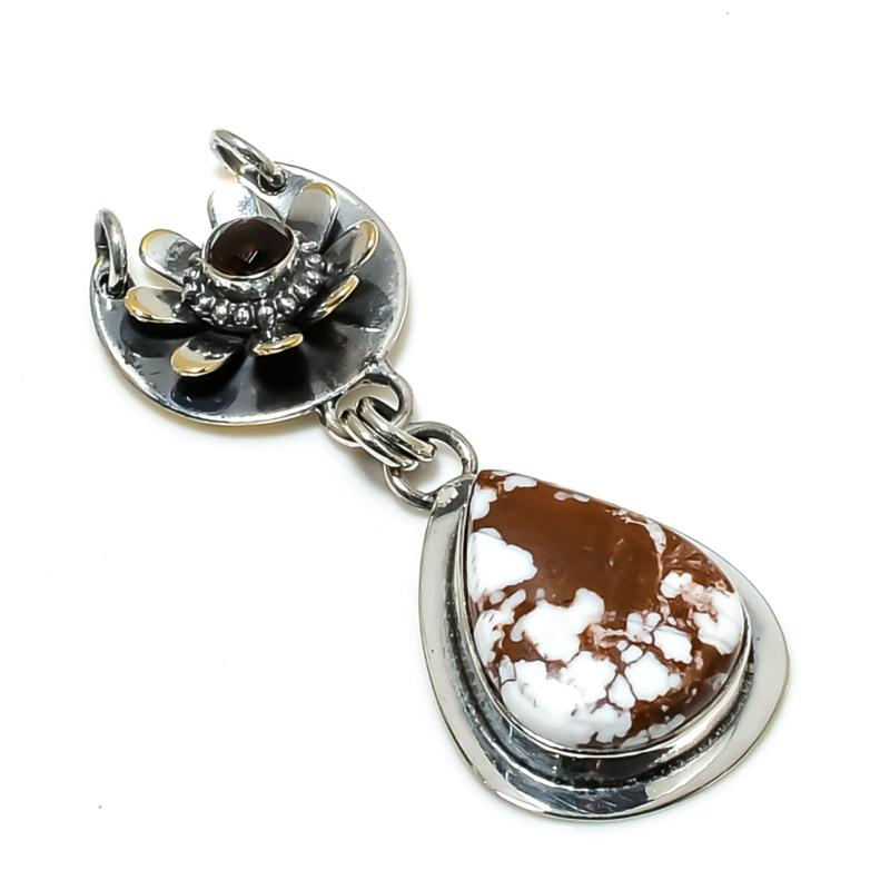 Natural Wild Horse Jasper Gemstone Pendant 925 Sterling Silver- Handmade Design, Everyday Wear Jewelry, Unique Red Garnet Pendant Birthday Gifts